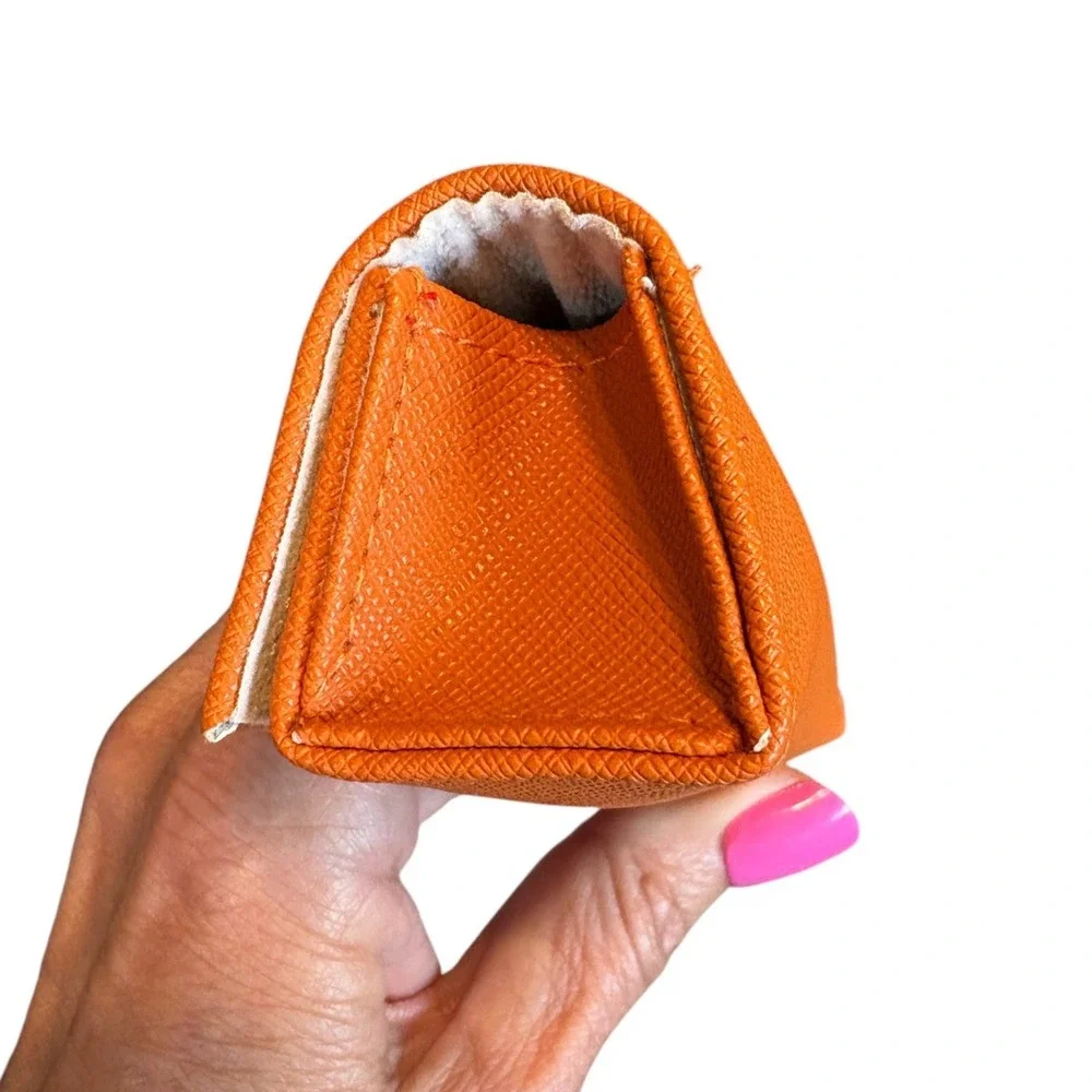 Tory Burch Orange Faux Textured Leather Eyeglass Case